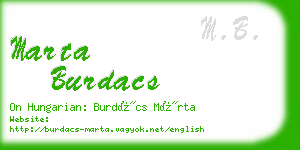 marta burdacs business card